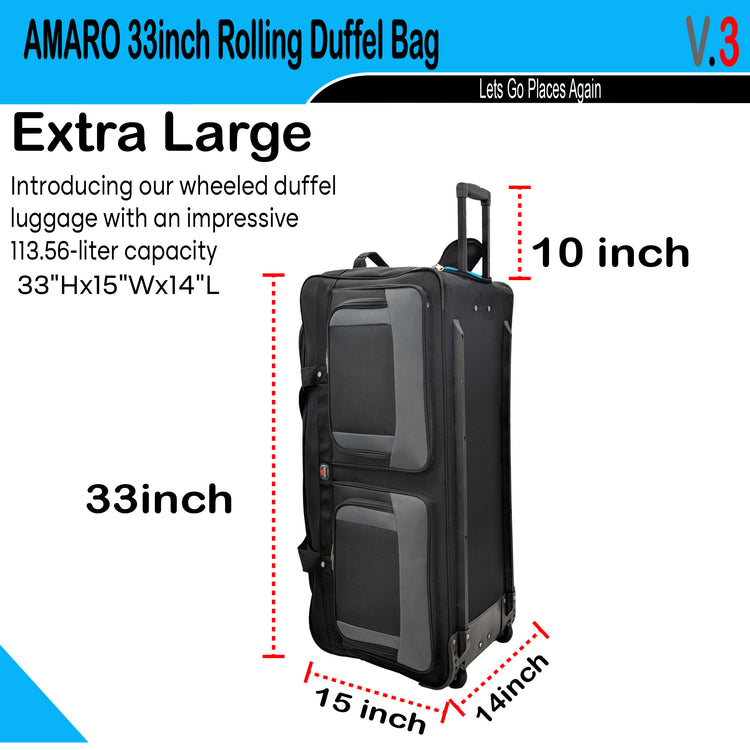 Amaro 33 inch Rolling Duffel Bags | Wheeled Duffel Bag V.3