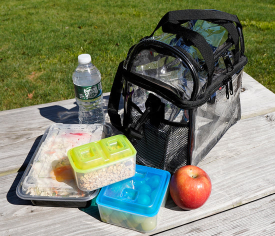 Extra Large Clear Lunch Bag / Lunch Box with Adjustable Strap and Front Storage Compartment